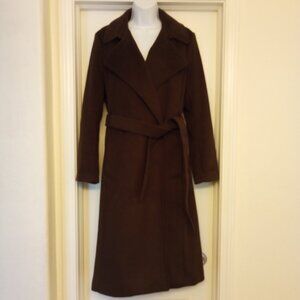 H&M Dark Brown Long Trench Coat With Waist Tie